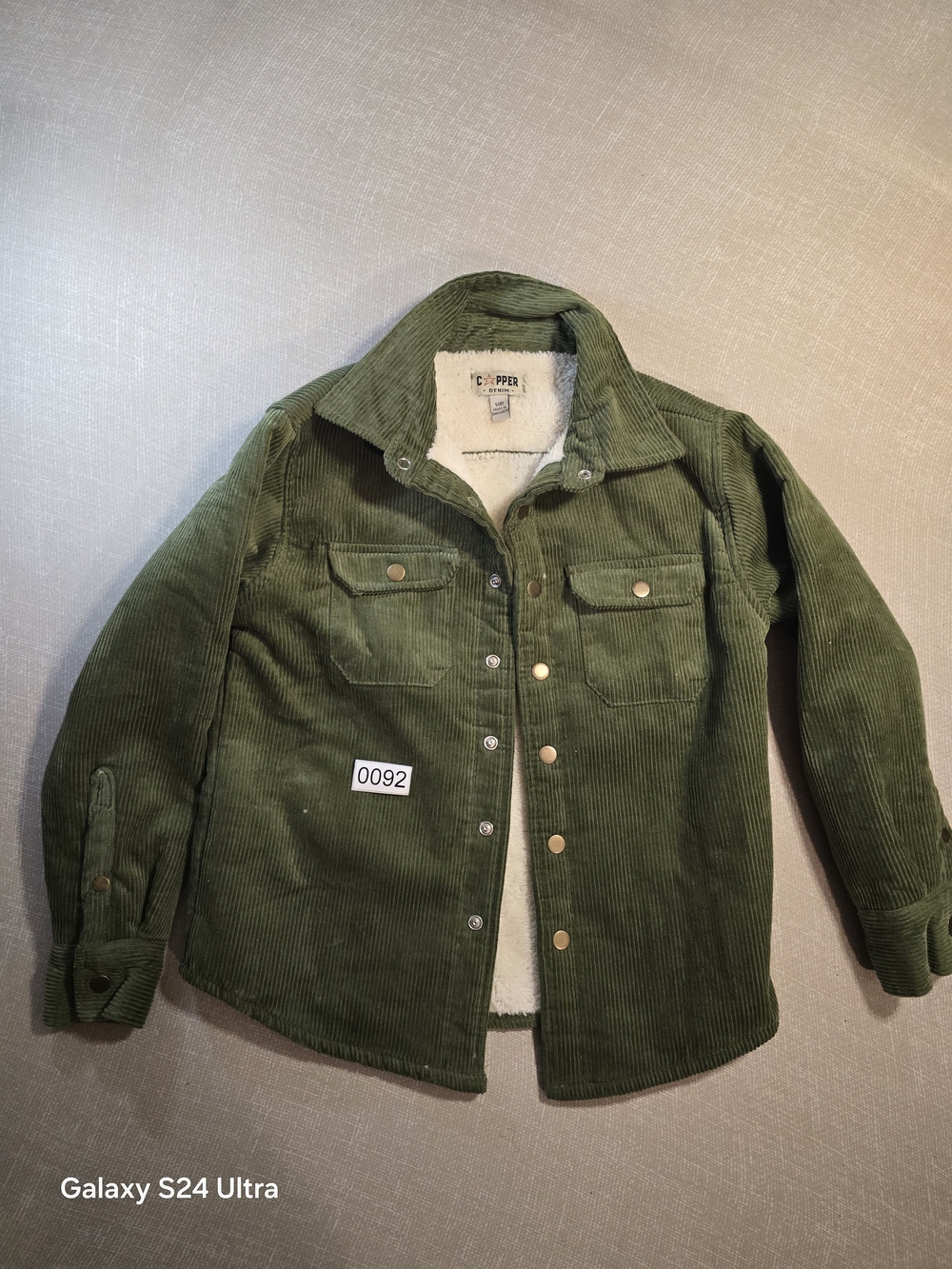 Copper Denim Green Lined Shacket Jacket Sherpa-Lined Kids Jacket - Olive Green